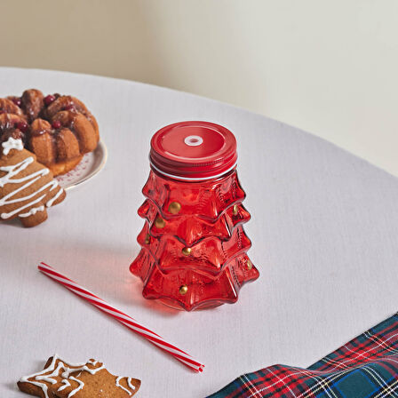 Karaca New Year Yılbaşı Pine Tree Pipetli Kupa 520 Ml Kırmızı