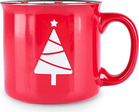 Karaca New Year Yılbaşı Ekose Pine Tree Kupa 550 Ml Kırmızı