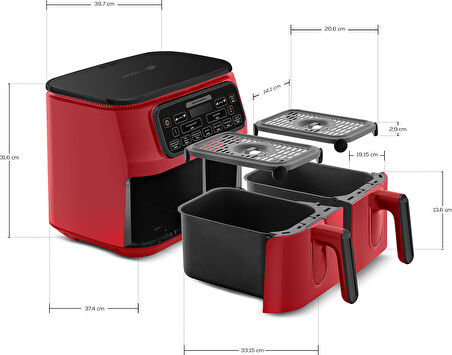 Karaca Air Pro Cook Duo Superfresh Kırmızısı 4+4 Litre 8 Kişilik