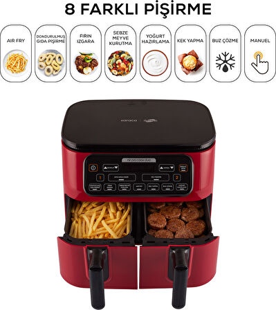Karaca Air Pro Cook Duo Superfresh Kırmızısı 4+4 Litre 8 Kişilik
