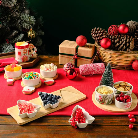 Karaca New Year Yılbaşı Bamboo Snack Noel Baba 3'lü Çerezlik