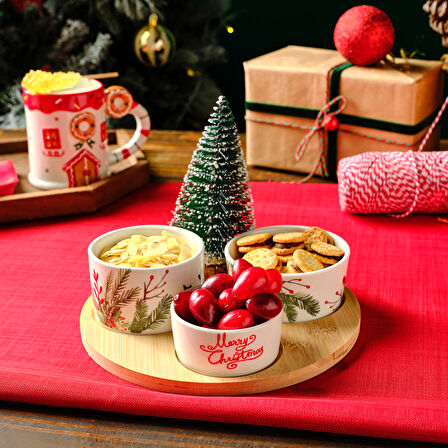 Karaca New Year Yılbaşı Bamboo Snack Kokina 3'lü Çerezlik
