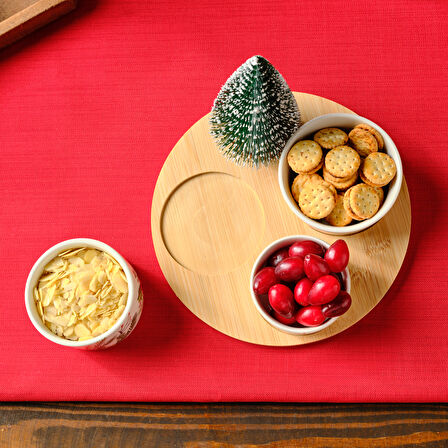 Karaca New Year Yılbaşı Bamboo Snack Kokina 3'lü Çerezlik
