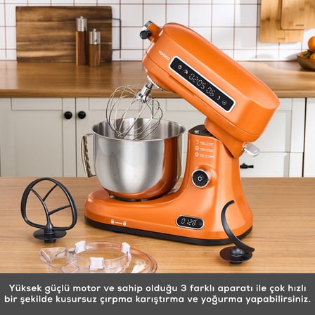 Karaca Pro Artisan Tartılı Dijital Ekran Zaman Ayarlı Döküm Hamur Yoğurma Makinesi  Sunburnt Glow 1600W 5L