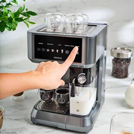 Karaca MyCaffe Barista S10 Entegre Süt Hazneli Otomatik Espresso Latte ve Cappuccino Mak. GalaxyGrey
