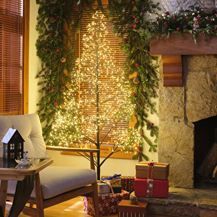 Karaca New Year Yılbaşı Dekoratif Işıklı Ağaç Siyah 2100 Dal 180 cm