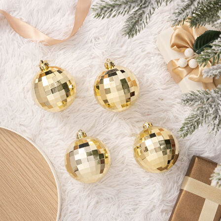 Karaca New Year Yılbaşı 2'li Set Disko Topu Ağaç Süsü Gold 8 cm