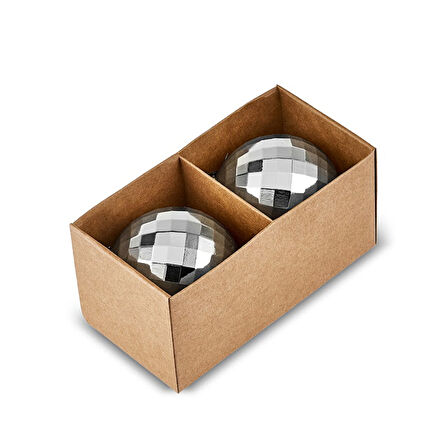 Karaca New Year Yılbaşı 2'li Set Disko Topu Ağaç Süsü Silver 8 cm