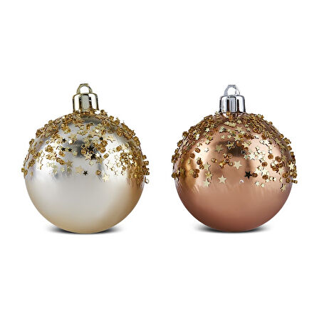Karaca 4'lü Set Top Ağaç Süsü Pembe ve Gold 6 cm