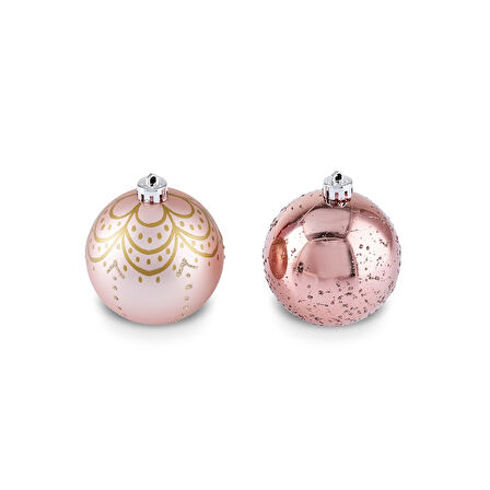 Karaca 4'lü Set Top Ağaç Süsü Pembe ve Pembe Mat 8 cm