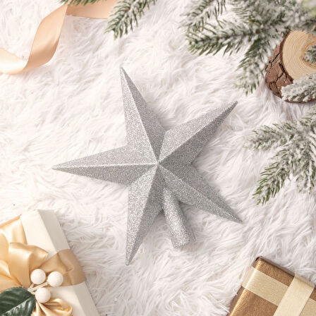 Karaca New Year Yılbaşı Yıldız Ağaç Başlığı Sİlver 20 cm