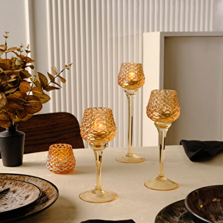 Karaca Pinecone New Year Yılbaşı Mumluk Amber 7,5x7,5x6,7 cm