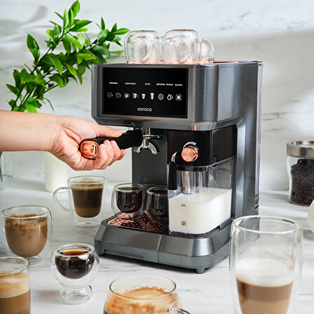 Karaca MyCaffe Barista S10 Entegre Süt Hazneli Otomatik Espresso Latte ve Cappuccino Mak. Copper