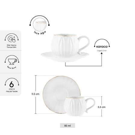 Karaca Eylül 6 Kişilik Kahve Fincanı 85 Ml