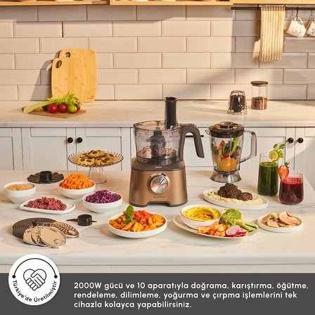 Karaca Mastermaid Power Multifunctional 10 in 1 Mutfak Robotu 2000W Walnut Brown