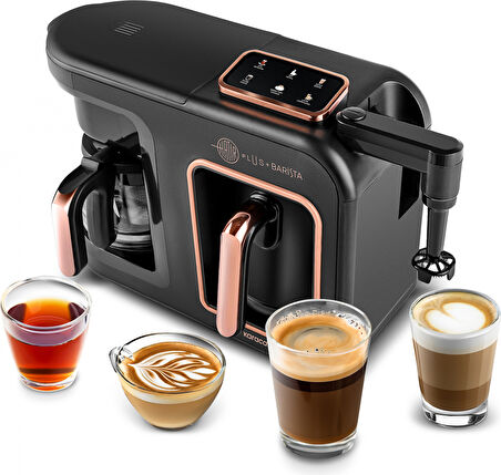 Karaca Hatır Plus Barista 6 in 1 Latte Cappucino ve Közde Türk Kahvesi Makinesi Black Copper