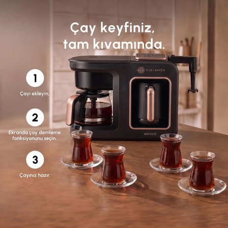 Karaca Hatır Plus Barista 6 in 1 Latte Cappuccino ve Közde Türk Kahve Makinesi Black Copper
