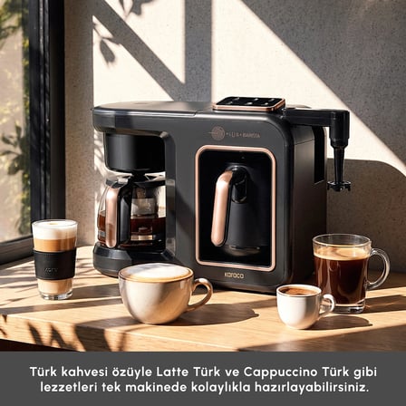 Karaca Hatır Plus Barista 6 in 1 Latte Cappuccino ve Közde Türk Kahve Makinesi Black Copper