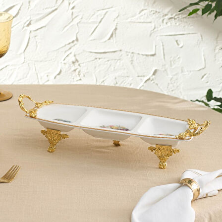 Karaca Home Karaca Crown Dekoratif 3'lü Çerezlik 37,5X14,6X8 cm