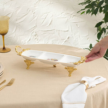 Karaca Home Karaca Crown Dekoratif 3'lü Çerezlik 37,5X14,6X8 cm
