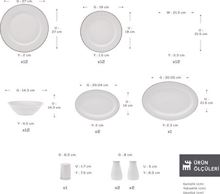 Karaca Elegance Bone Lexi 53 Parça 12 Kişilik Yemek Takımı Platin