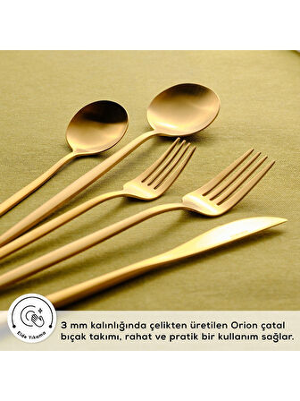 Karaca Orion Mat 12 Kişilik 60 Parça Çatal Kaşık Bıçak Takımı Gold Gold