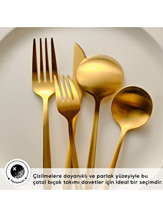 Karaca Orion Mat 12 Kişilik 60 Parça Çatal Kaşık Bıçak Takımı Gold Gold