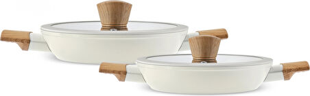 Karaca Swiss Crystal Almond Cream İndüksiyon Tabanlı  Sahan 4 Parça Set
