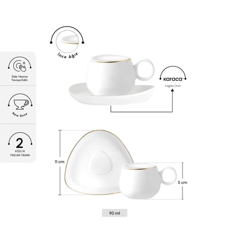 Karaca Streamline Tribe 2 Kişilik Kahve Fincanı 90 ml