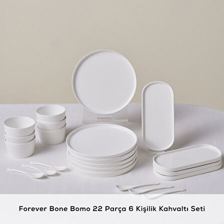 Karaca Forever Bone Bomo 22 Parça 6 Kişilik Kahvaltı Seti Beyaz