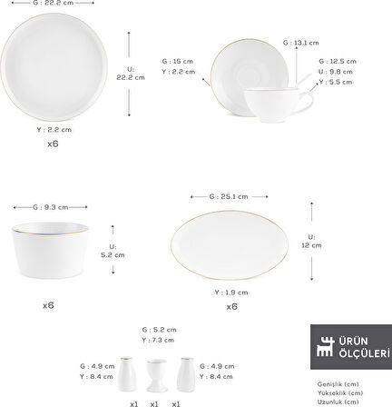 Karaca Elegance Bone Favaro 38 Parça 6 Kişilik Kahvaltı Seti Gold