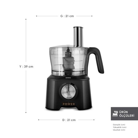 Karaca Mastermaid Power Multifunctional 10 in 1 Mutfak Robotu 2000W Black