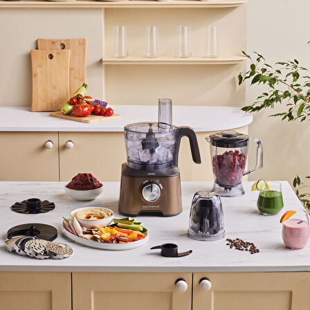 Karaca Mastermaid Power Max 11 in 1 Mutfak Robotu Walnut Brown 2500W