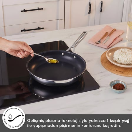 Karaca Plasma Steel 3Ply İndüksiyon Tabanlı Çelik Tava 28 Cm