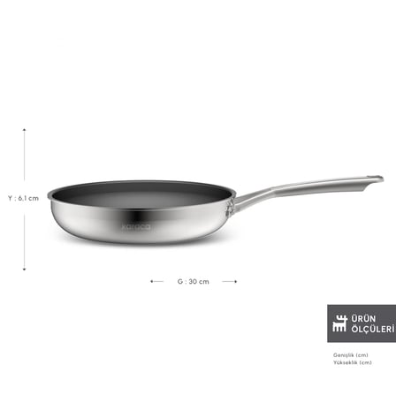 Karaca Plasma Steel 3Ply İndüksiyon Tabanlı Çelik Tava 30 Cm