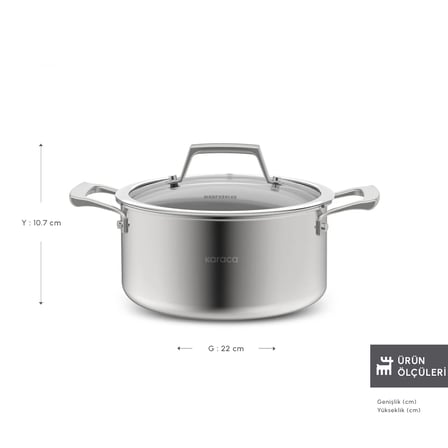 Karaca Plasma Steel 3Ply İndüksiyon Tabanlı Çelik Tencere 22 Cm