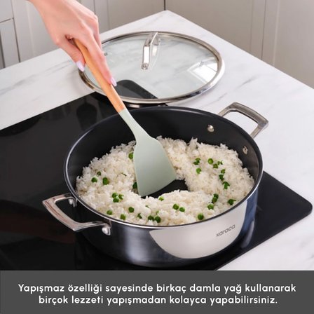 Karaca Plasma Steel 3Ply İndüksiyon Tabanlı Çelik Tencere 24 Cm