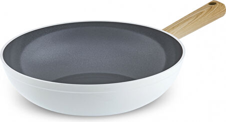 Karaca Swiss Crystal Creamy Wood Wok Tava 28 Cm