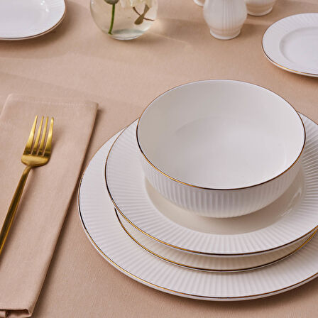 Karaca Elegance Bone Massimo 53 Parça 12 Kişilik Yemek Takımı Gold