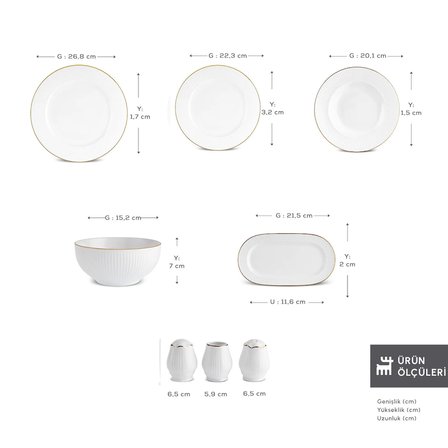 Karaca Elegance Bone Massimo 53 Parça 12 Kişilik Yemek Takımı Gold
