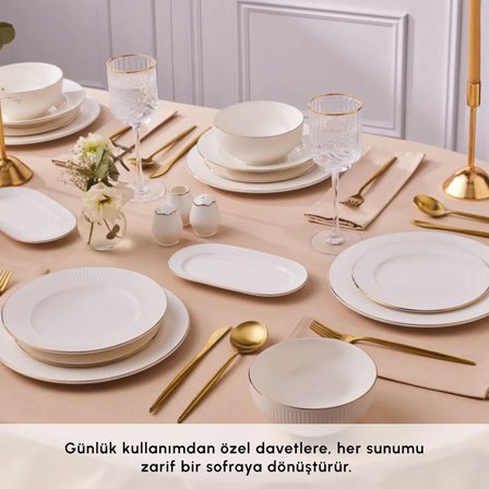 Karaca Elegance Bone Massimo 53 Parça 12 Kişilik Yemek Takımı Gold