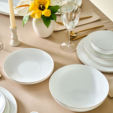 Karaca Fine Bone Meridian 55 Parça 12 Kişilik Yemek Takımı Gold