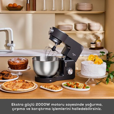 Karaca Multichef Ultra Kıyma Çekme/Sucuk-Sosis/İçli Köfte Aparatlı Hamur Yoğurma Makinesi Antrasit 2000W 8L