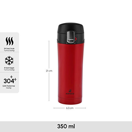 Karaca Pluton Çelik Sızdırmaz Termos Kırmızı 350 ml