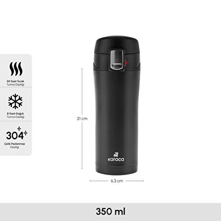 Karaca Pluton Çelik Sızdırmaz Termos Siyah 350 ml