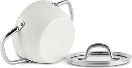 Karaca x Refika Birgül Swiss Crystal Metal Kulplu Tencere 14 Cm Creamy