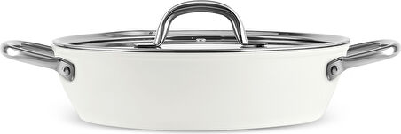 Karaca x Refika Birgül Swiss Crystal Metal Kulplu Karnıyarık Tencere 30 Cm Creamy