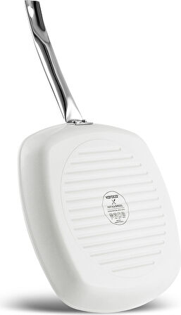 Karaca x Refika Birgül Swiss Crystal Metal Kulplu Grill Tava 28 Cm Creamy