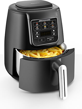 Karaca Air Pro Cook Köz Steel XL Çelik Hazneli Airfryer Black Silver 4 Litre 4 Kişilik