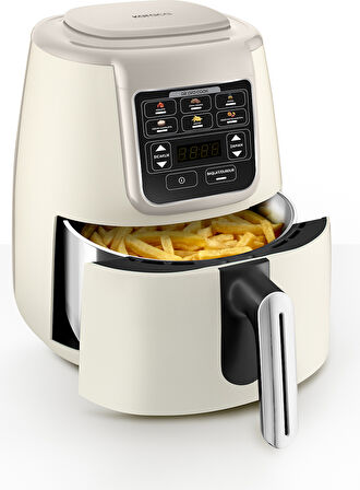 Karaca Air Pro Cook Köz Steel XL Çelik Hazneli Airfryer Iconic Beige  4 Litre 4 Kişilik